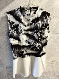 ZARA ノースリーブ S デザイン モノクロ