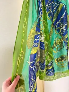 緑ショール シルクスカーフ 180*90cm スマフラー