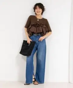 【新品未使用】NOLLEY'S フリル付き3WAYストレッチリブカットソー