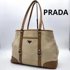 PRADA 三角ロゴ キャンバス トートバッグ ハンドバッグ プラダ
