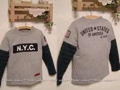 7023◆新品【120cm】グレー★ロングTシャツ★Blue Mart◆