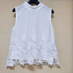 ★ブージュルード★ホワイトレースノースリーブトップス　Mサイズ★