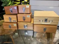 8個 セット 木製 印箱 印鑑 ハンコ 昭和レトロ ヴィンテージ 小物入れ