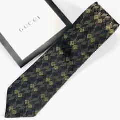 GUCCI ネクタイ パネル柄 ダークグリーン