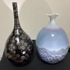 藤井朱明作　天目　白老　花入　共箱　花瓶 藤井朱明花瓶
