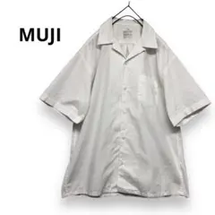 定価¥3,990 MUJI ヘンプ混半袖シャツ　リネンシャツ　S ホワイト