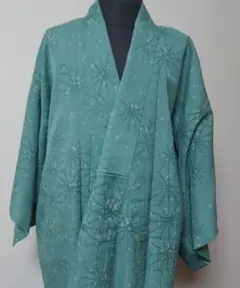 紗 小紋 麻の葉 若草色