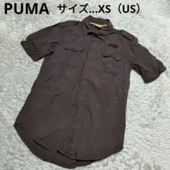PUMA メンズ　ミリタリー半袖シャツ　USのXSサイズ ブラウン