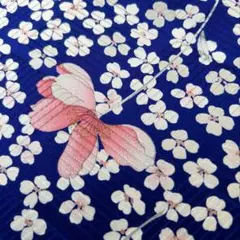 2552⭐︎正絹⭐︎枝花文⭐︎光沢のブルー⭐︎金彩⭐︎ハギレ　36.5×168