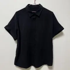 GU ドレープシャツ ブラック 半袖　L