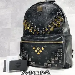 【希少美品✨】MCM リュック スタークM Gカードあり スタッズ 黒 金