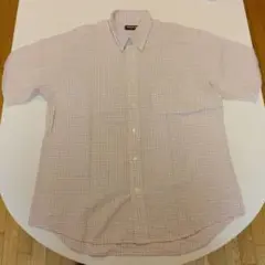 美品！UNIQLO 半袖シャツ オレンジ/ブルーチェック Lサイズ