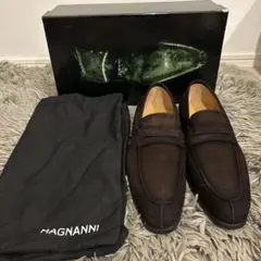 【新品】MAGNANNI ダークブラウン スエード ローファー