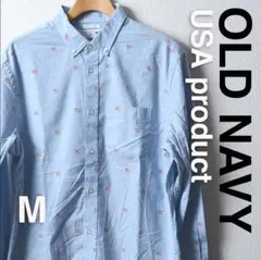 US古着 OLDNAVY オールドネイビーボタンダウンシャツMサイズ国旗プリント