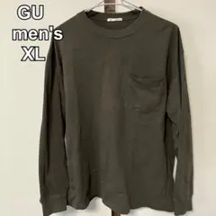 GU メンズヘビーウェイトクルーネックT(長袖)351317 ダークグリーンXL