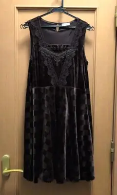 ダークブラウン ノースリーブ ワンピース ベルベット