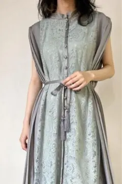 ABITOKYO×Yukkoコラボ　サイドプリーツレースワンピース