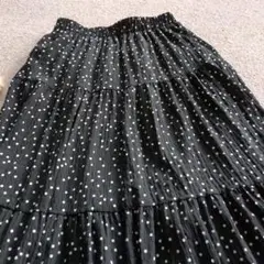 黒と白のドット プリーツスカート