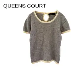 QUEENS COURT　カシミヤウール半袖ニットカットソービジネスデート