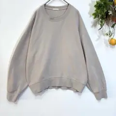 【GU】長袖トレーナー　ダブルフェイスプルオーバー　アイボリー　メンズS