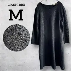 GIANNI BINI ブラック長袖ワンピース M スパンコール パーティー