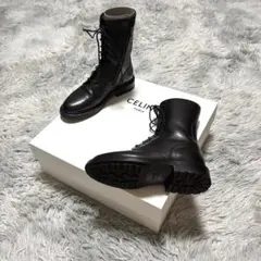 【未使用に近い】CELINE RA01 エディ期 本革 コンバットBLACK34