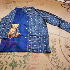 #クマ刺繍 チェック柄 ルームウェア 男女兼用 画像 4枚#