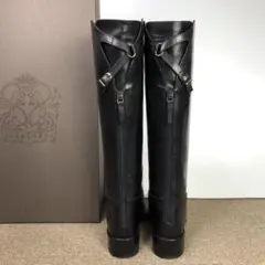 35.5 SARTORE シングルベルト ロングブーツ 黒 サルトル