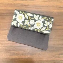 ハンドメイド　ポケットティッシュケース　インド刺繍ケース　ブラウン　小物ケース