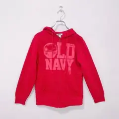 【OLDNAVY】長袖 パーカー 羽織り だるま 赤 裏起毛 カジュアル S