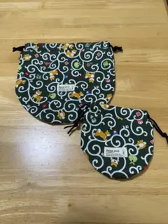 柴犬柄まん丸巾着2個セット