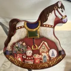 チョコレート缶　クリスマス　木馬　缶 KALDI カルディ アンティーク調