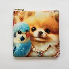 ハンドメイド　ポメラニアン　ポーチ