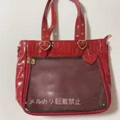 痛バ＊A4＊赤＊レッド＊クロコダイル＊痛バッグ＊ハート レザー