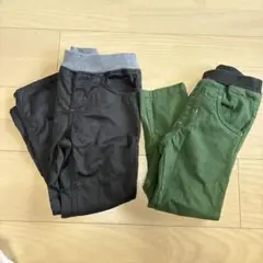 キッズ ボトムス 2色セット 黒 緑