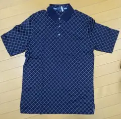 美品：Lands' End ネイビー ダイヤモンドパターン ポロシャツ M