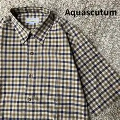 【極美品】アクアスキュータム 半袖シャツ 高級チェック柄 Mサイズ 上品