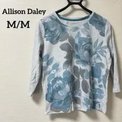 Allison Daley【M/M】花柄グレー五分袖Tシャツ ビジュー