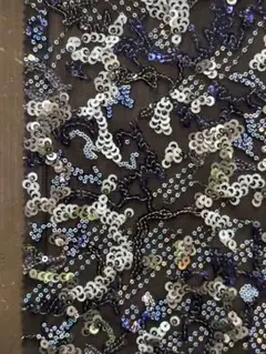 イタリア製　生地　ハギレ　はぎれ　特殊　刺繍　スパンコール　チュールレース