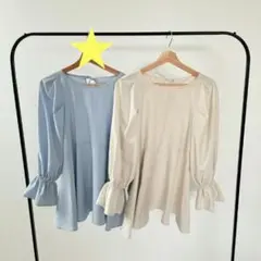lulala MISATO バルーン袖 ラッシュガード L サックス