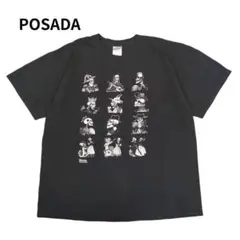 POSADA スカル Tシャツ 半袖 ドクロ アート プリント ブラック L