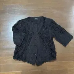 【美品】Ramastte／レディース　カーディガン　　総レース　ブラック　Ｆ
