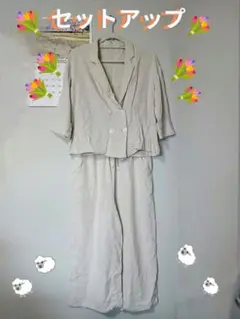 ♡セットアップ♡サマーWテーラードダブルJK＋サマーカジュアルパンツ