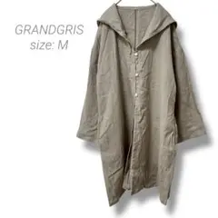 【リネンコート】GRANDGRIS フードロングジャケット M ベージュ 長袖