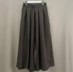 A01019 サマンサモスモス　タック　ブラウン ワイド　クロップドパンツ