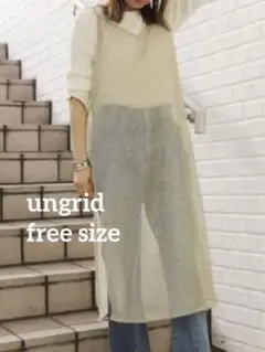 ungrid ラメスリットキャミワンピース ゴールド ラメ