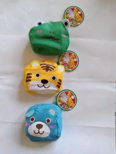 エコバック3個　カエル トラ クマ