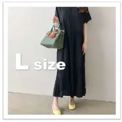 ⭐️SALE⭐️レディース ティアード ロングワンピース フリル 半袖 黒