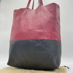 セリーヌ ホリゾンタルカバ トートバッグ レザー 2トーン ブラック レッド
