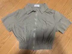カーキ ダブルジップショートシャツ 半袖